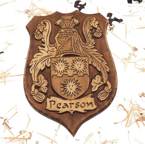 Pearson Personalized Family Crest, Hand Carved, Coat of Arms, Custom ...