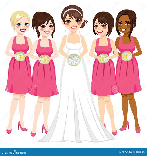 Bride and Bridesmaid stock vector. Illustration of holding - 70774803