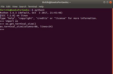 Python | os.get_terminal_size() method - GeeksforGeeks