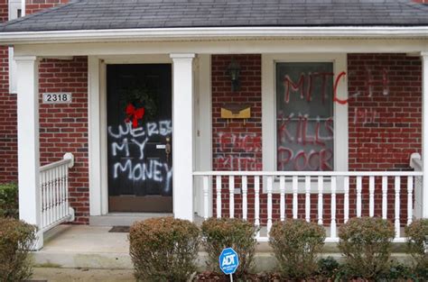 Mitch McConnell's Home Vandalized, "Where's My Money" Tagged