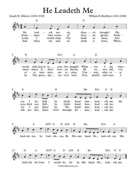 Free Lead Sheet – He Leadeth Me | Hymn sheet music, Lead sheet ...