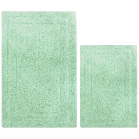 Anti Skid Classic 2 Piece Cotton Bath Rug Set, Mint Green - Walmart.com ...