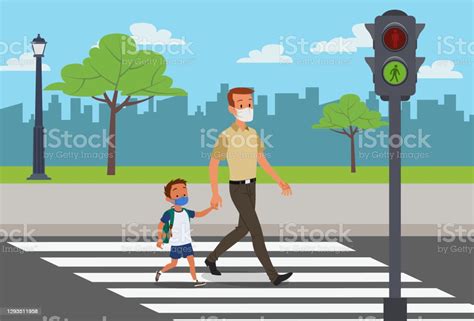 Back To School In The Covid19 Pandemic Stock Illustration - Download Image Now - Street, Child ...