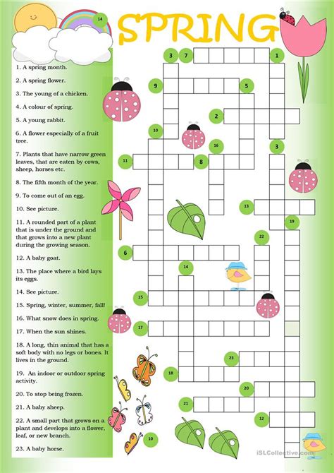 Printable Crossword Spring - Printable Crossword Puzzles