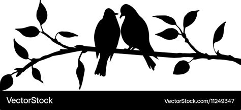 Birds at tree silhouettes Royalty Free Vector Image