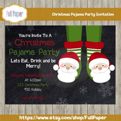 Christmas Pajama Party Invitation, Best Pajama, Christmas Party, Christmas Invitation, Holiday ...