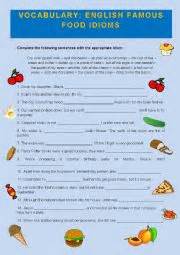 Food idioms worksheets