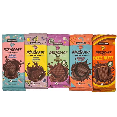 Mr Beast Chocolate Bars – NEW Deez Nuts Peanut Butter Milk Chocolate, Original Dark, Milk ...