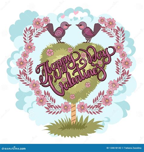 Happy Valentines Day Greeting Card. Bird Love Card Stock Vector ...