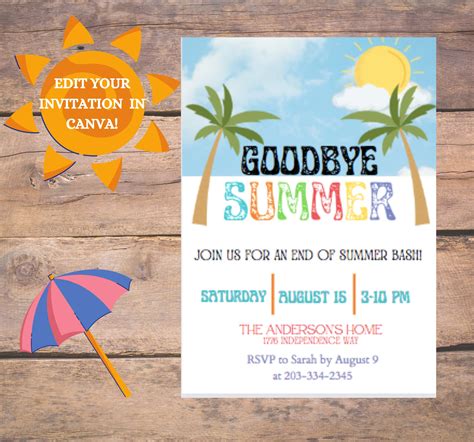 End of Summer Invitation Template BBQ Cook-out Party Invite Digital ...