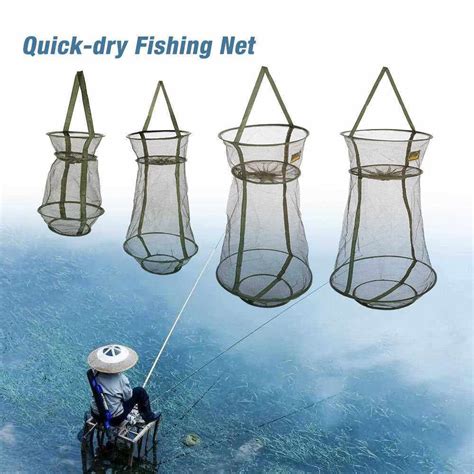 3 Layers Quick-dry Fishing Net Trap Net Mesh Net Folding Shrimp Nets Cage Fishing Tackle 4 Sizes ...