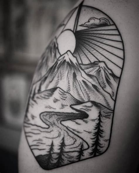 Geometric Mountain Tattoo by @patcrump - Tattoogrid.net