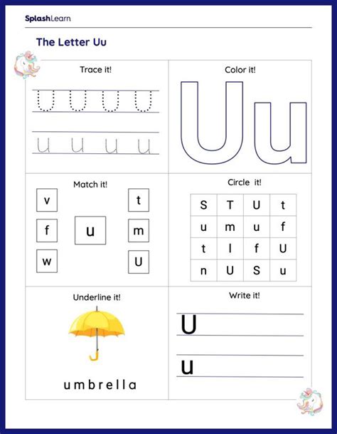 Letter U Worksheets for Preschoolers Online - SplashLearn - Worksheets ...