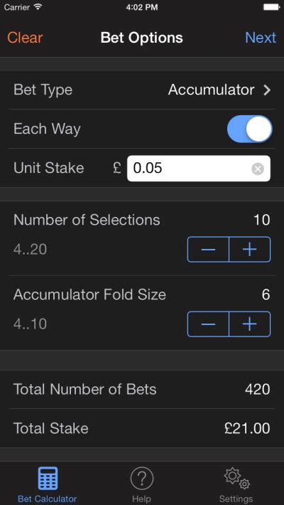 Sports Bet Calculator iOS App