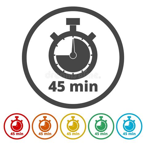 45 Minutes Stopwatch Symbol, Timer Icons Set Stock Vector ...