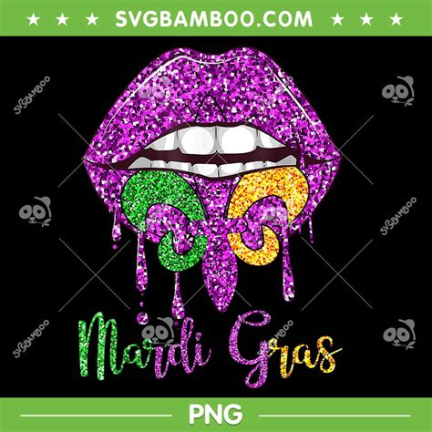 Mardi Gras Lip Glitter PNG