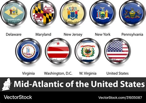 Flags mid atlantic region us Royalty Free Vector Image