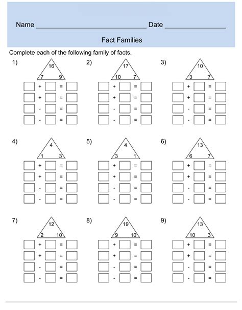 Fact Family Worksheets to Print | Activity Shelter