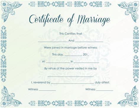 Mint Colored Marriage Certificate Template