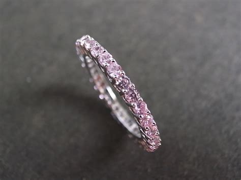 Eternity Ring With Pink Topaz In 14k White Gold on Luulla