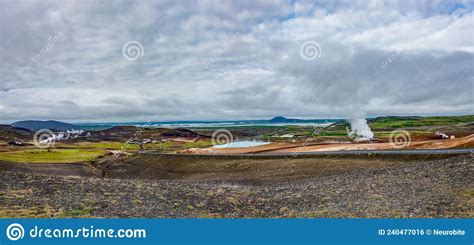 Panoramic View Over Biggest Volcanic Crater Hverfjall in Iceland, Near ...