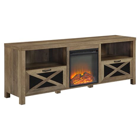 70" Rustic Farmhouse Fireplace TV Stand - Reclaimed Barnwood - Walmart ...