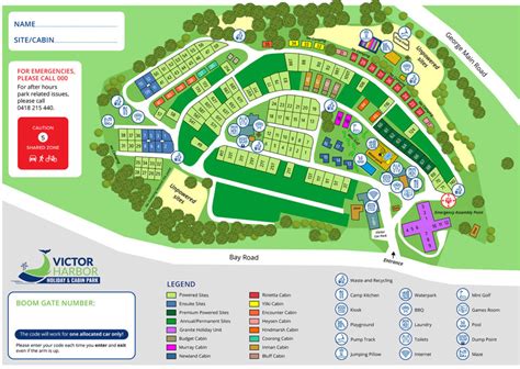 Park Map - Cabin and Site Plan for Victor Harbor Holiday and Cabin Park