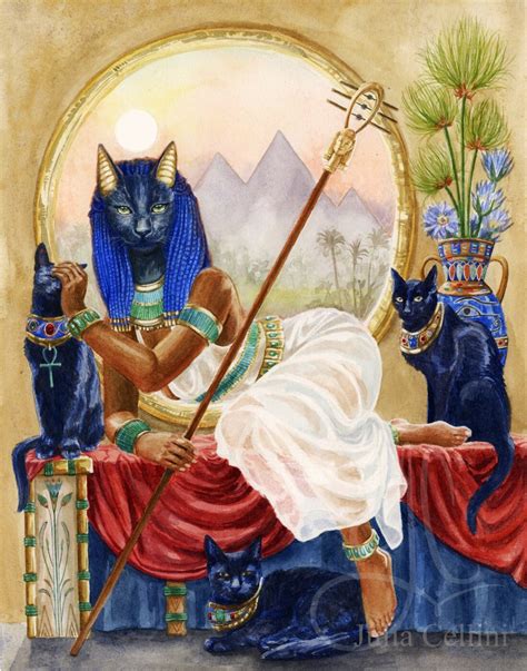 Bastet Cat Goddess Egyptian Art Print Watercolor Painting - Etsy UK