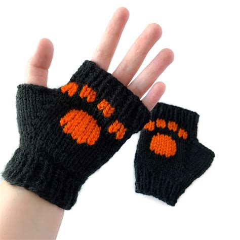 Paw Print Gloves • Made to Order - Cat Paws Fingerless - Pawsitively Cozy