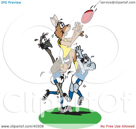 Clipart Illustration of a Kangaroo Jumping On A Koala And Emu To Catch ...