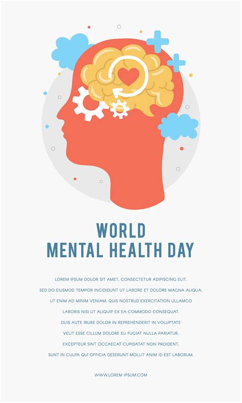 World Mental Health Day Poster Template. Silhouette of a man's head ...