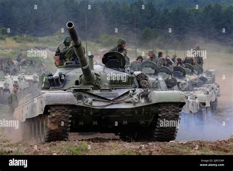 Serbian Army main battle tank M84 (version of Soviet T-72) and M80 ...