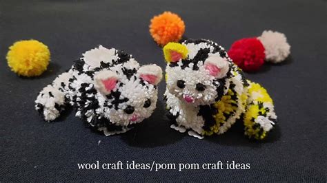 Diy Pom Pom Animals|How To Make A Kitty With Wool|Pom Pom Craft Ideas|Yarn Cat Making - YouTube