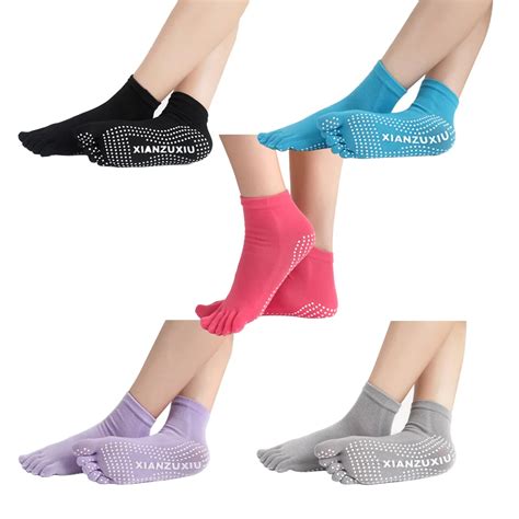 Fitness Yoga Socks Women Anti skid Five Fingers Sport Pilates Yoga Non Slip Grip Socks-in Yoga ...