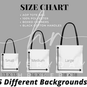 Tote Bag Size Chart, AOP Tote Size Chart, Sizing Chart for Tote Bags, Tote Size Chart, Tote Bag ...