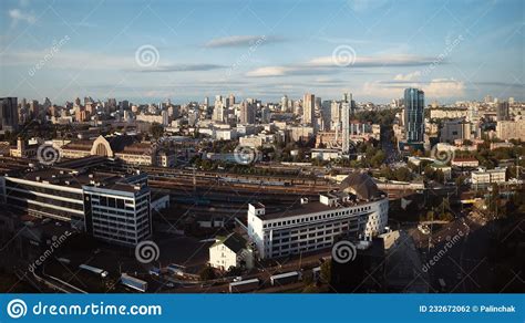 Aerial View of Kyiv City Skyline and Central Railway Station Editorial ...