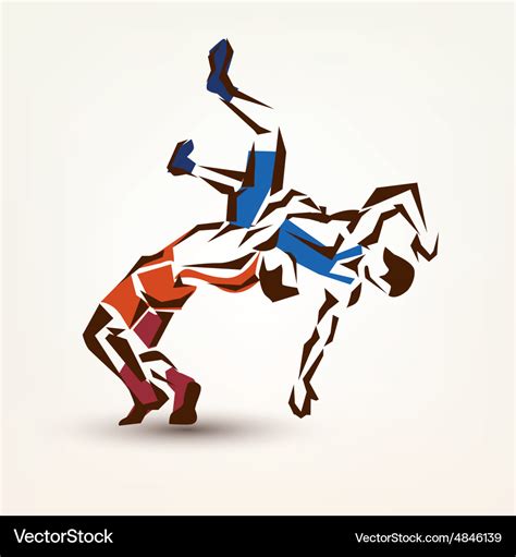 Wrestling symbol silhouette of two athletes Vector Image