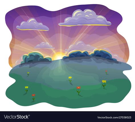 Cartoon or flat evening landscape background Vector Image