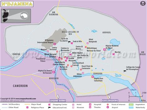 N'Djamena Map | Map of N'Djamena City, Chad