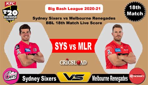 BBL 18th Match Live Score, Sydney Sixers vs Melbourne Renegades (SYS vs ...