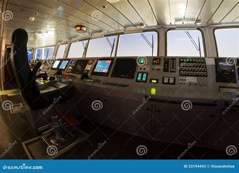 Modern Ship’s Navigational Bridge Stock Photo - Image of panel, bridge ...