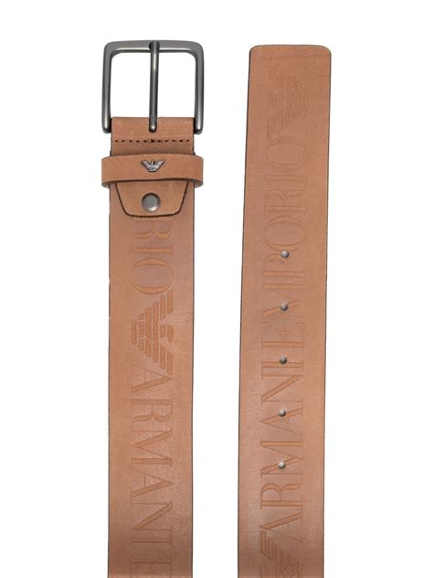 Emporio Armani Embossed Logo Leather Belt - Farfetch