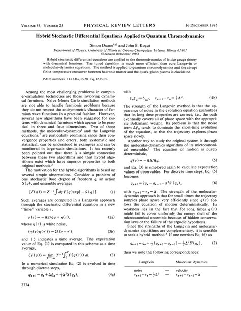 (PDF) PHYSICAL REVIEW LETTERS Hybrid Stochastic Differential Equations A. pplied to Quantum ...