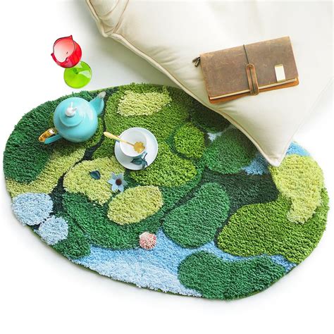 Reihanosk Green Moss Bathroom Rugs 20 * 32inch Cute Moss Carpet Leaf ...