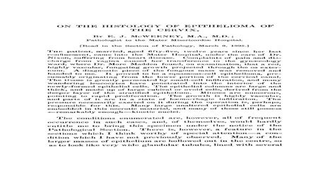 On the histology of epithelioma of the cervix - [PDF Document]