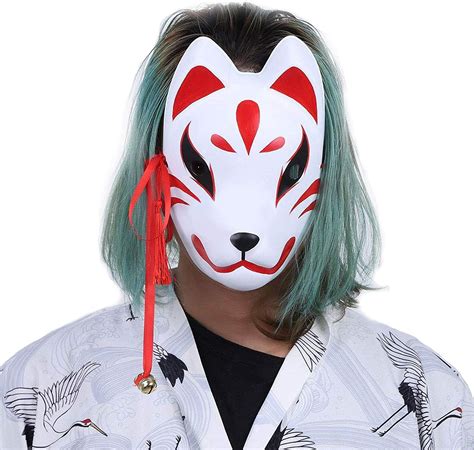 YAHUIPEIUS Japanische Fuchsmaske handbemalt Anime Fox Maske Halloween Cosplay Kostüm Zubehör ...