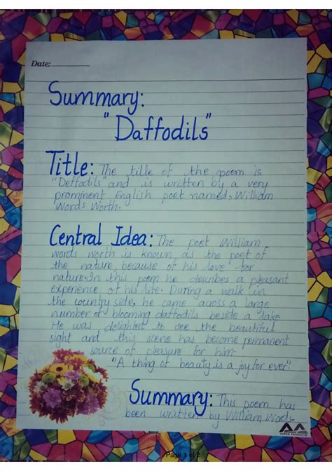 Daffodils Summary English notes - Daffodils Summary 9th class English ...