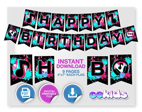 Tik Tok Happy Birthday Banner. Tik Tok Party. Printable Banner. Digital File. Instant Download ...