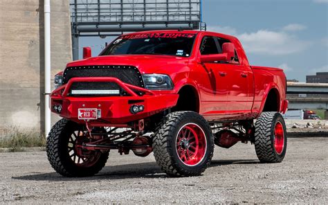 Lifted Red Dodge Ram 1500
