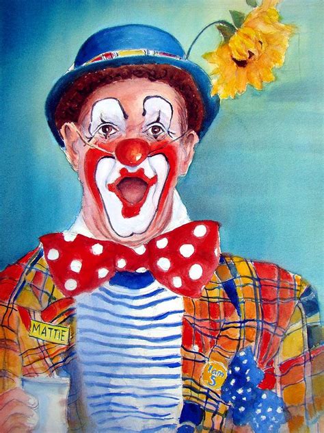 Mattie The Clown Painting by Myra Evans